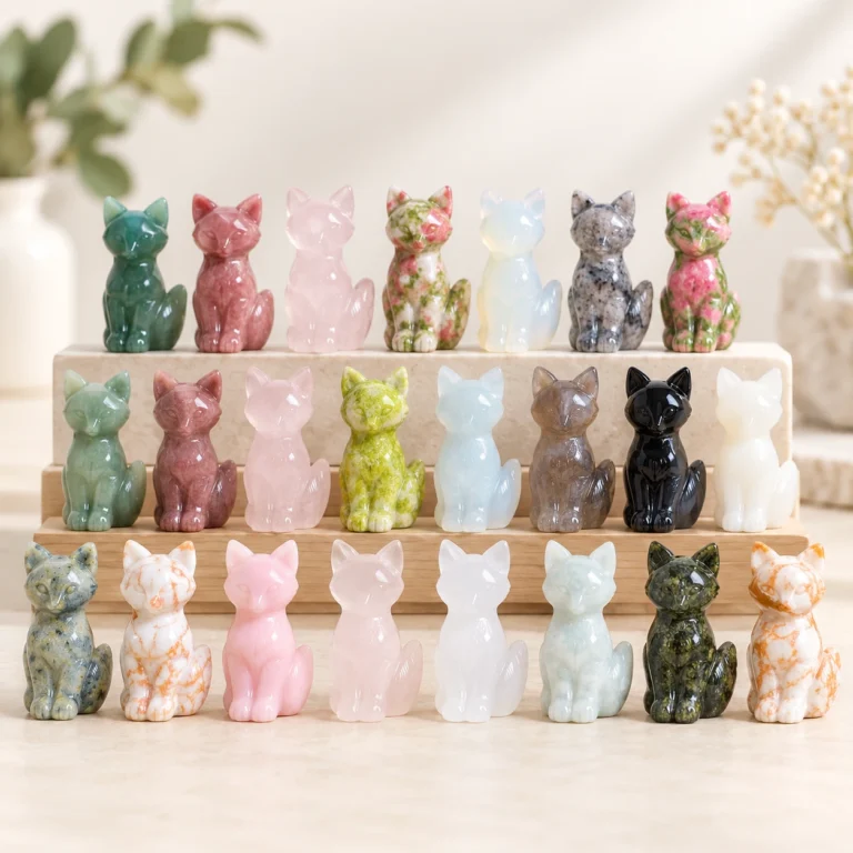 Mixed Material Fox Crystal Carving