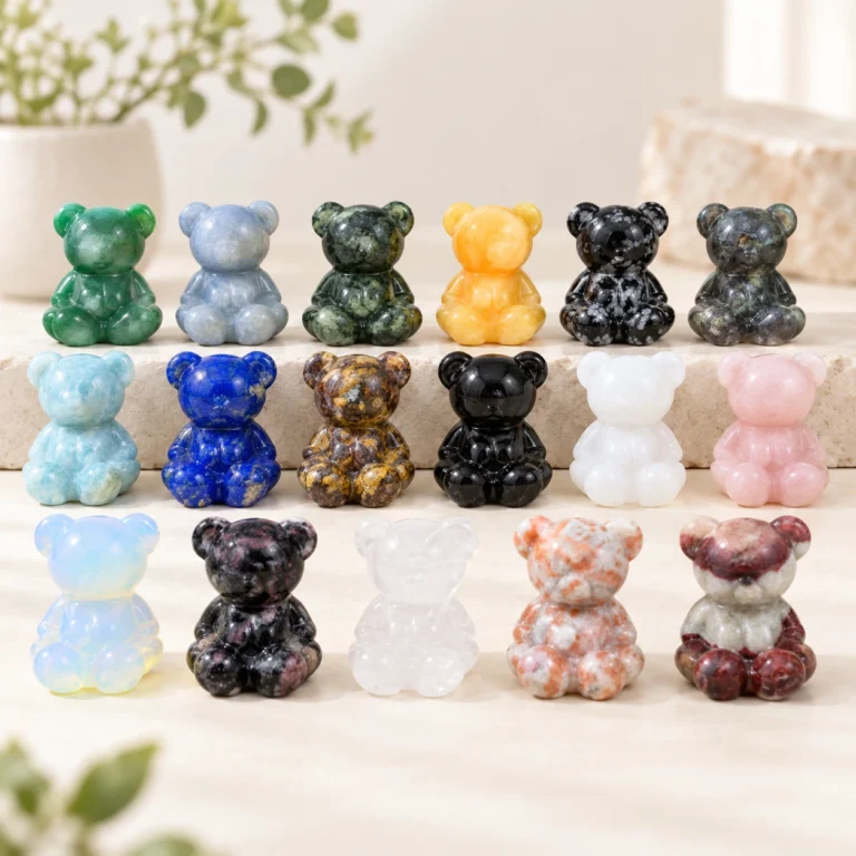 Mixed Material Meditation Bear Crystal Carving
