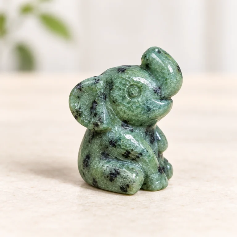 Mixed Material Sitting Elephant Crystal Carving