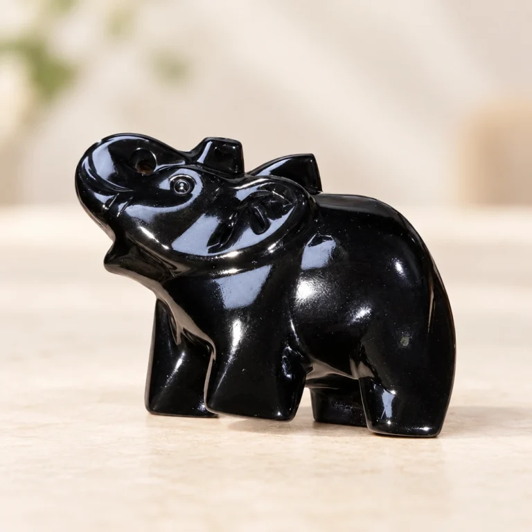 Obsidian Elephant Crystal Carving