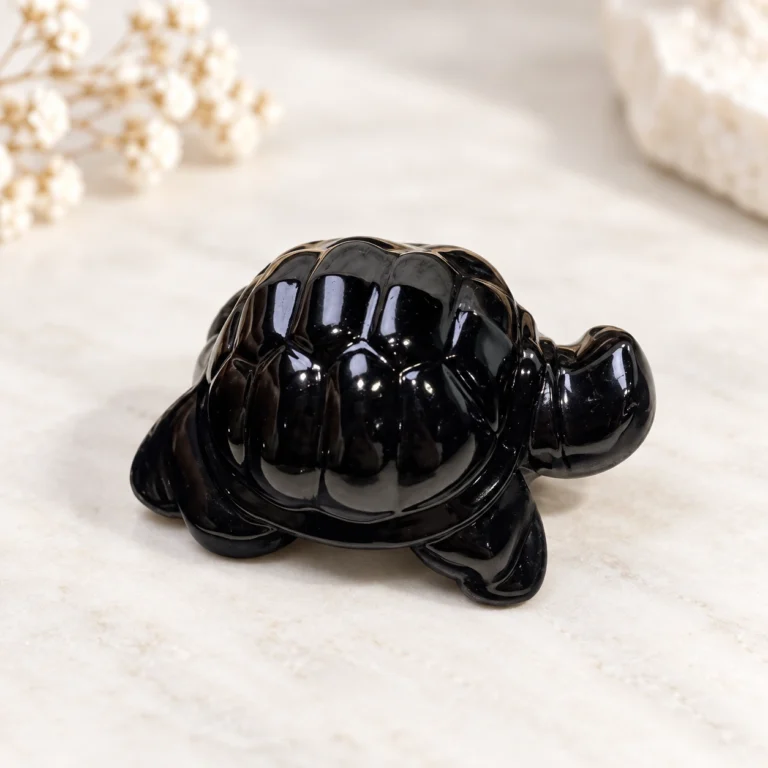 Obsidian Sea Turtle Crystal Carving