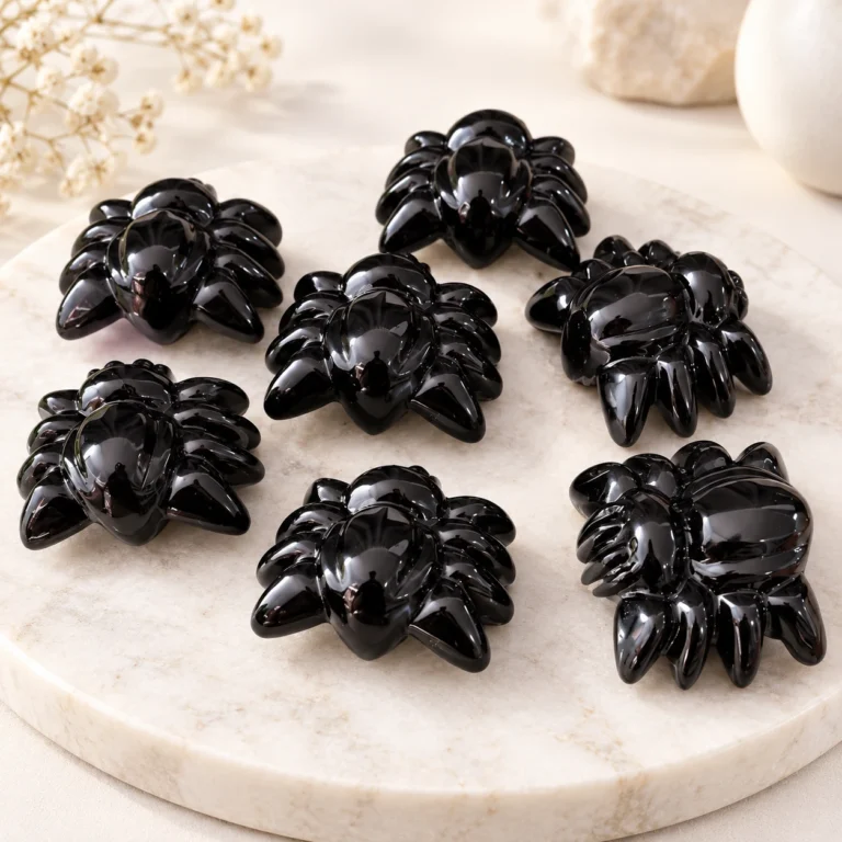 Obsidian Spider Crystal Carving