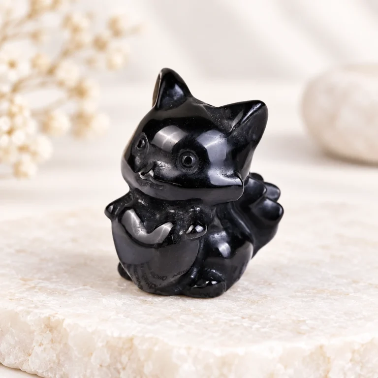Obsidian Squirrel Crystal Carving