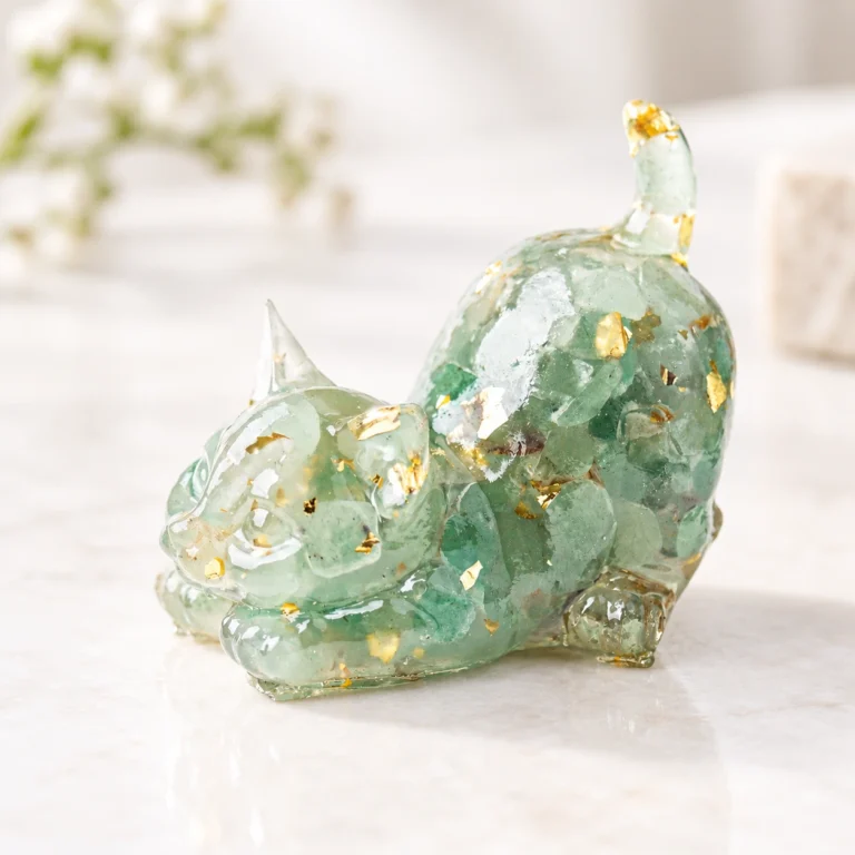 Playful Cat Crystal Carving