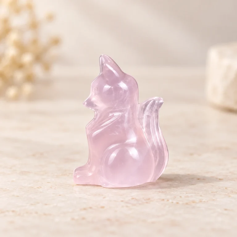 Sitting Fox Crystal Carving