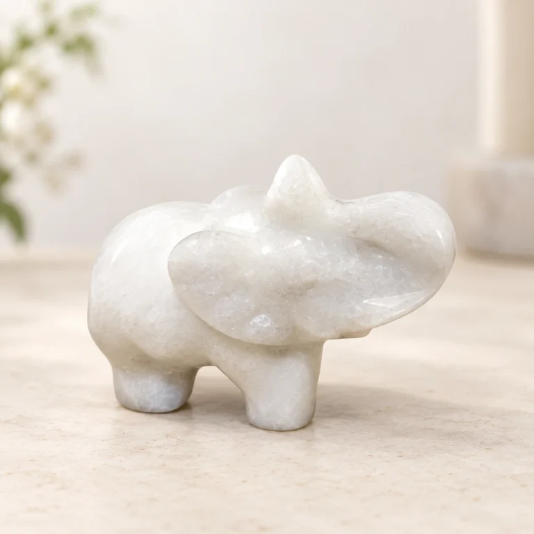 White Marble Elephant Crystal Carving