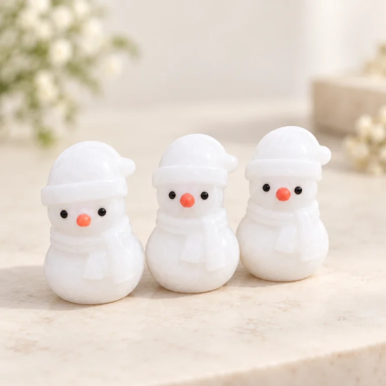 White Marble Snowman Crystal Carving