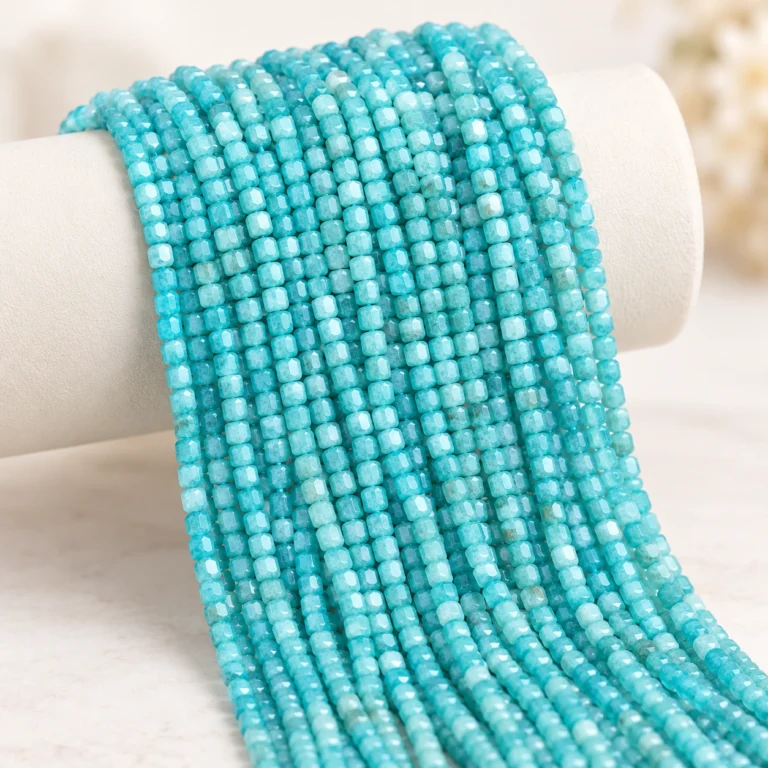 Wholesale Amazonite 4mm Faceted Cube Bracelet Bead Strands