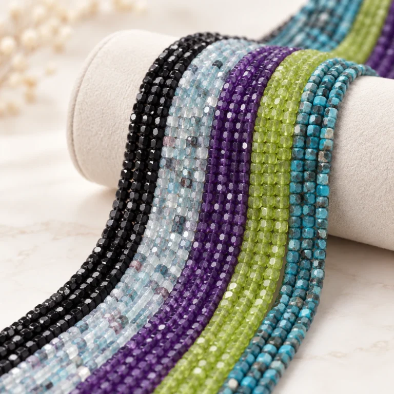 Wholesale Assorted Natural Crystal 4mm Faceted Cube Bracelet Bead Strands