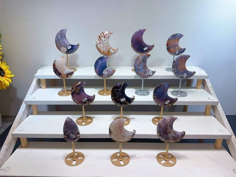 Blue Sakura Agate Crescent Moon Decorations
