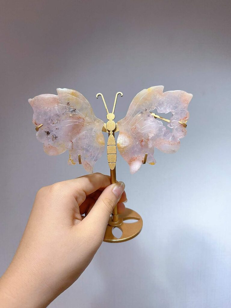 Small Pink & Purple Crystal Butterfly Wing Decorations