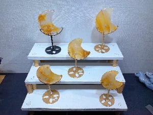 Yellow Inclusion Crystal Crescent Moon Decorations