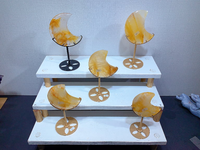 Yellow Inclusion Crystal Crescent Moon Decorations