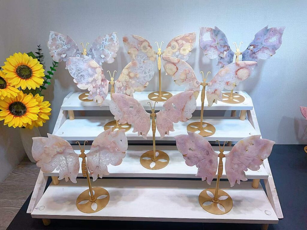Large Pink & Purple Crystal Butterfly Wing Decorations Assortment