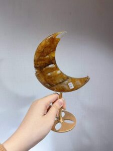 Yellow Inclusion Crystal Crescent Moon Decorations