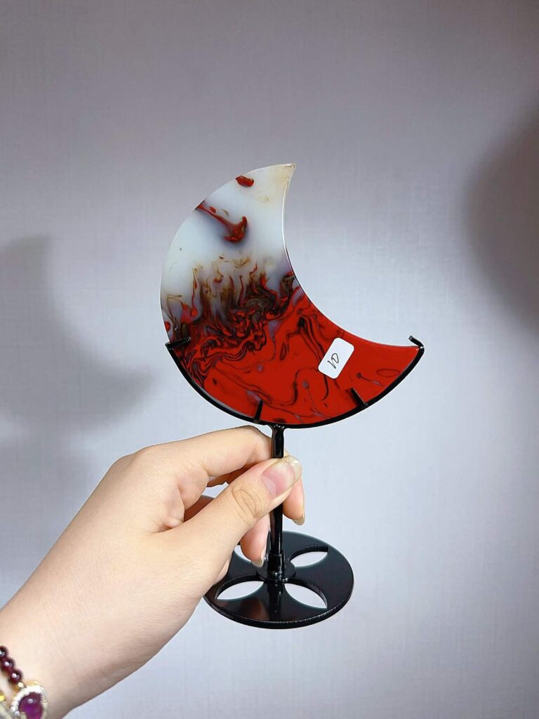 Flame Agate Crescent Moon Decorations