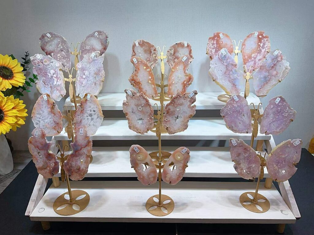 Pink & Purple Crystal Slice Butterfly Decorations