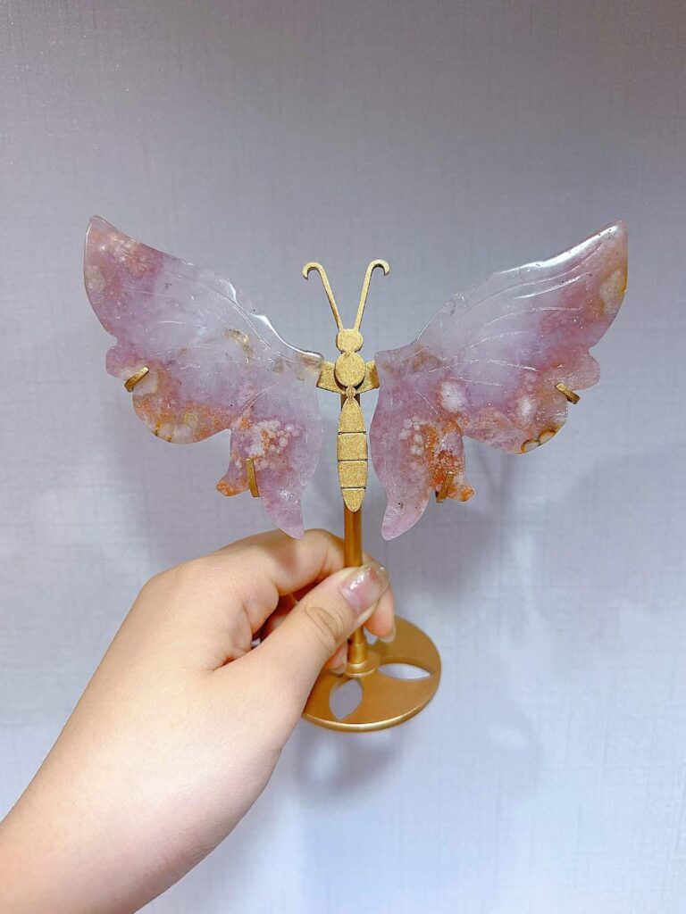 Small Pink & Purple Crystal Butterfly Wing Decorations