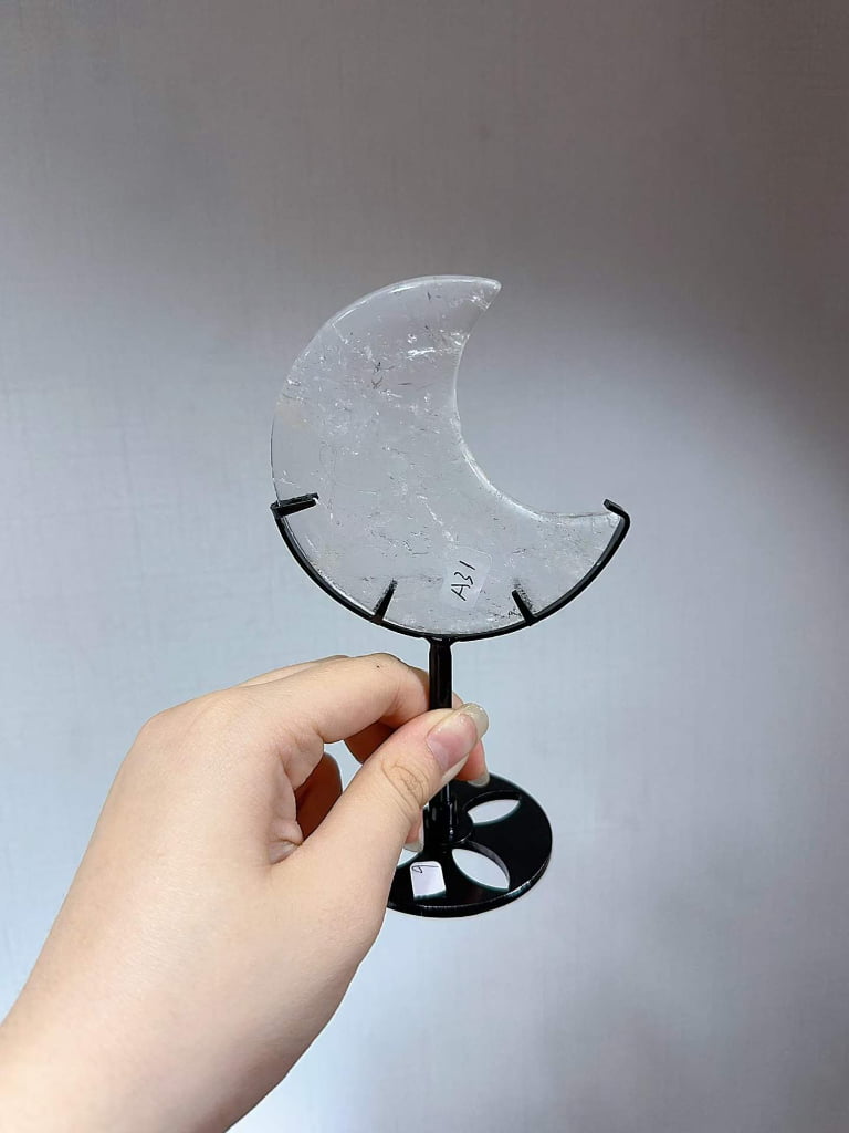 Clear Quartz Crescent Moon Decorations