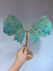 Large Blue-Green Associated Stone Butterfly Wing Decorations