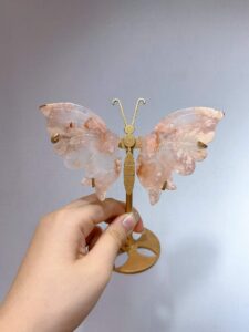 Small Pink & Purple Crystal Butterfly Wing Decorations