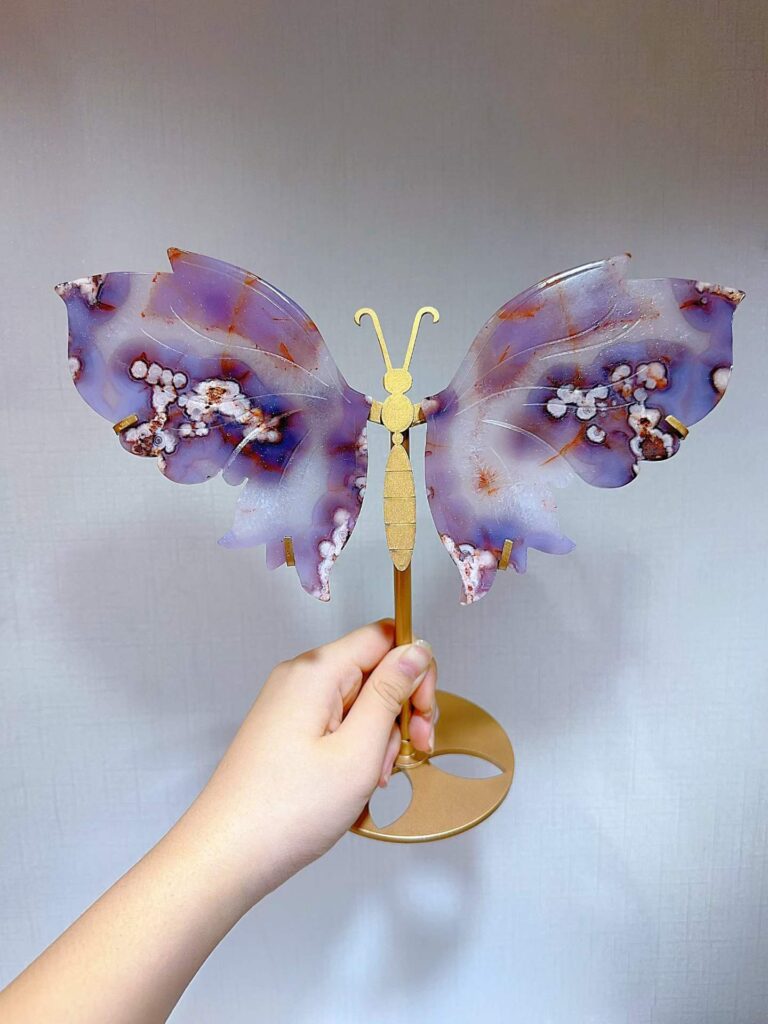 Large Blue Sakura Agate Butterfly Wing Decorations