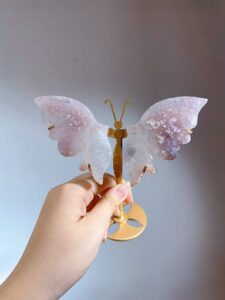 Small Pink & Purple Crystal Butterfly Wing Decorations