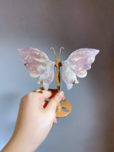 Small Pink & Purple Crystal Butterfly Wing Decorations