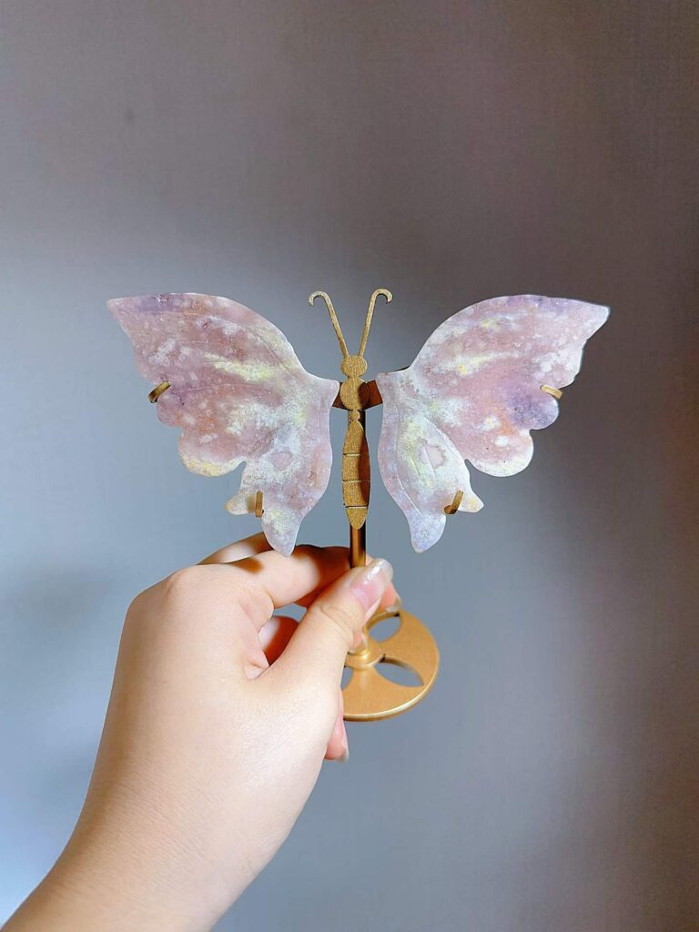 Small Pink & Purple Crystal Butterfly Wing Decorations
