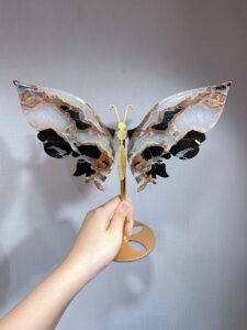 Large Black-Red Agate Butterfly Wing Decorations