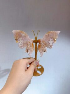 Small Pink & Purple Crystal Butterfly Wing Decorations