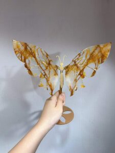 Large Yellow Inclusion Crystal Butterfly Wing Decorations