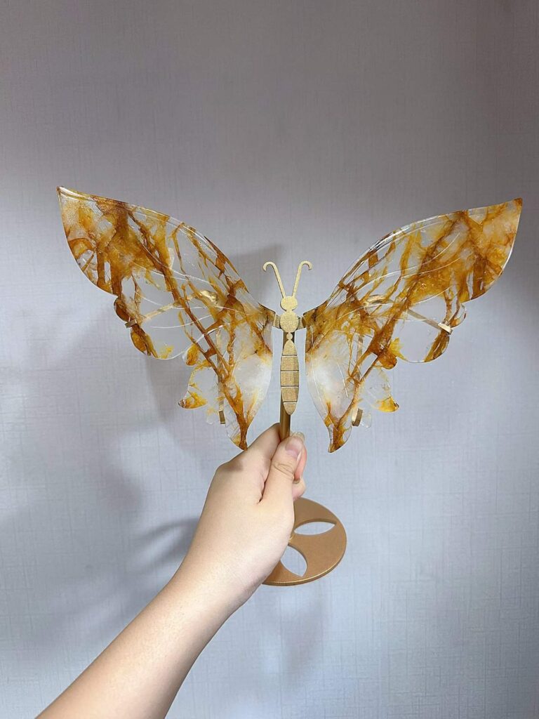 Large Yellow Inclusion Crystal Butterfly Wing Decorations