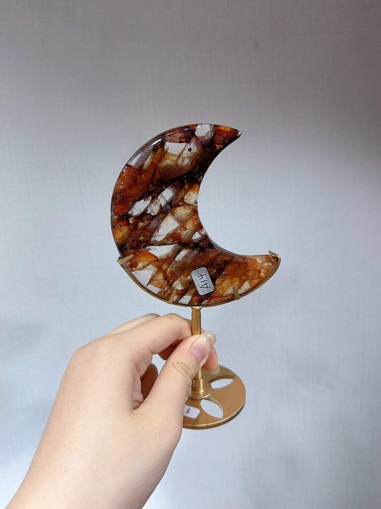 Red Inclusion Crystal Crescent Moon Decorations