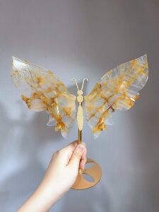 Large Yellow Inclusion Crystal Butterfly Wing Decorations
