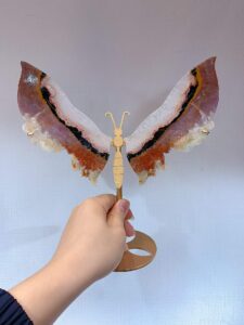 Large Black-Red Agate Butterfly Wing Decorations