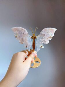 Small Pink & Purple Crystal Butterfly Wing Decorations