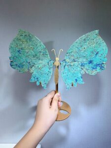 Large Blue-Green Associated Stone Butterfly Wing Decorations