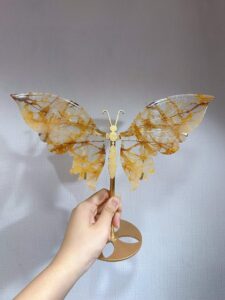 Large Yellow Inclusion Crystal Butterfly Wing Decorations