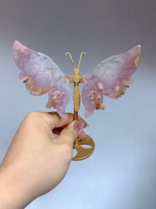 Small Pink & Purple Crystal Butterfly Wing Decorations