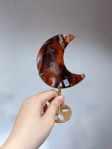 Red Inclusion Crystal Crescent Moon Decorations