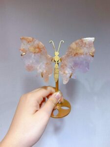 Small Pink & Purple Crystal Butterfly Wing Decorations