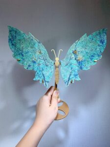 Large Blue-Green Associated Stone Butterfly Wing Decorations