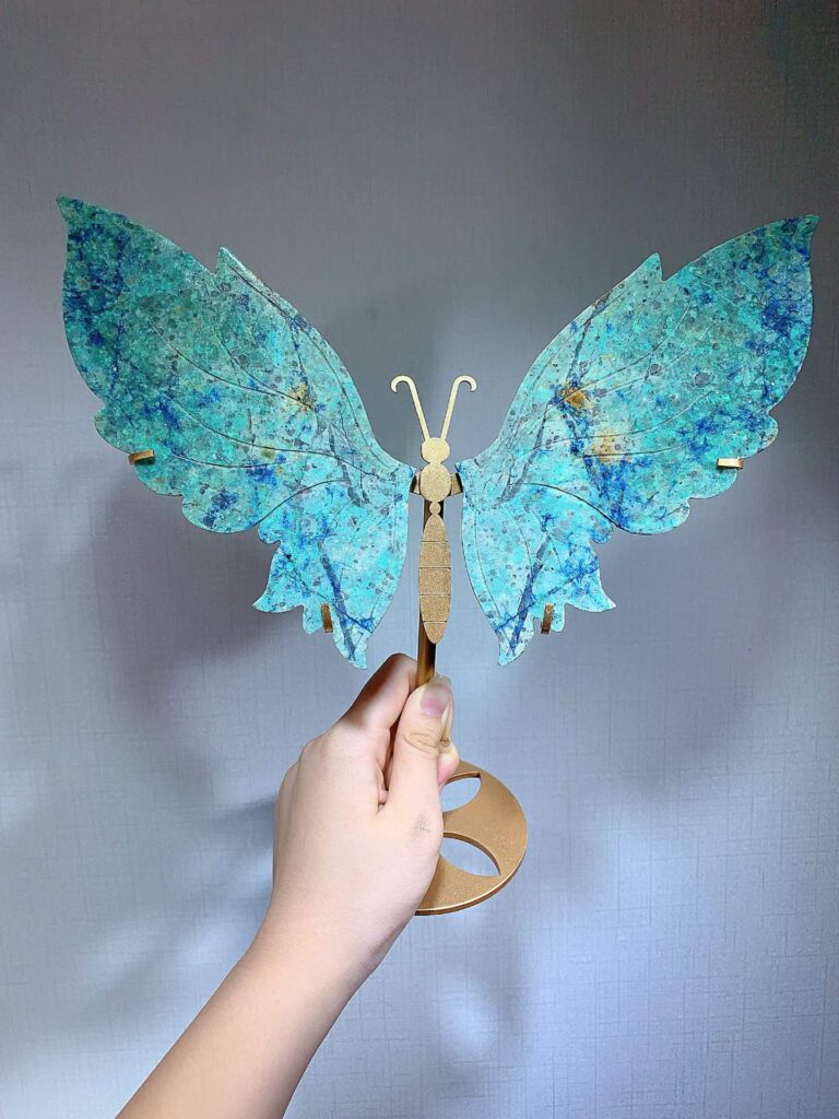 Large Blue-Green Associated Stone Butterfly Wing Decorations