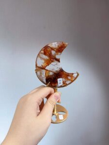 Red Inclusion Crystal Crescent Moon Decorations