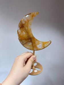 Yellow Inclusion Crystal Crescent Moon Decorations