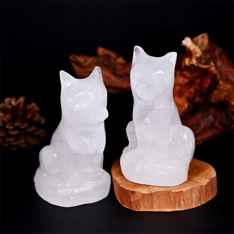 Clear Quartz Wolf Dog Crystal Carving wholesale product photo 2