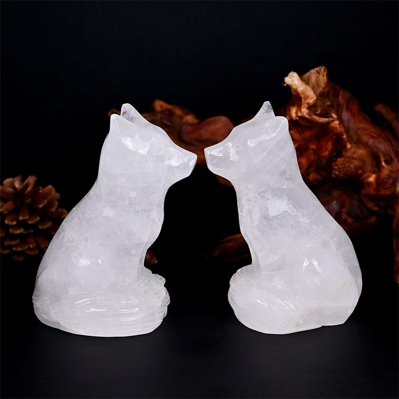 Clear Quartz Wolf Dog Crystal Carving wholesale product photo 3
