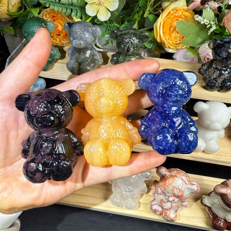 Mixed Material Meditation Bear Crystal Carving wholesale product photo 2