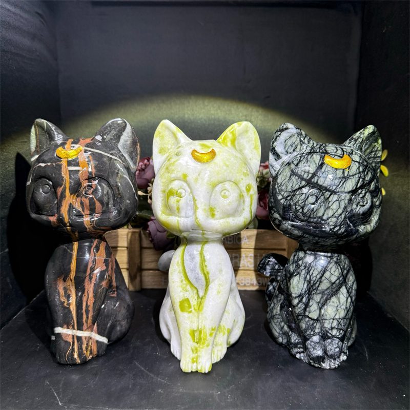 Mixed Material Moon Cat Crystal Carving wholesale product photo 1